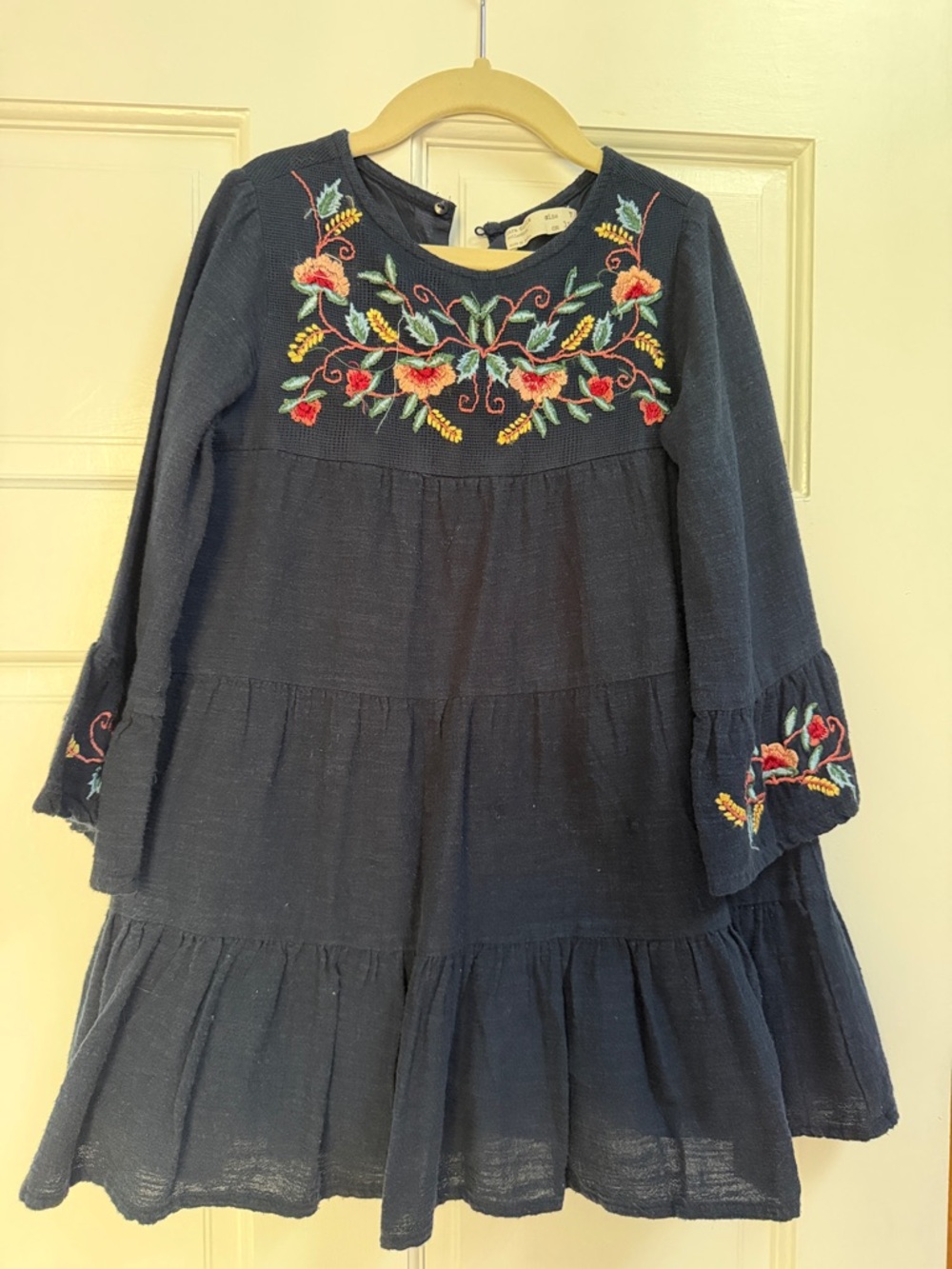 Zara Navy Dress with Colorful Floral Embroidery